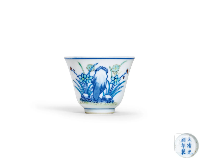 清光绪 斗彩水仙纹杯